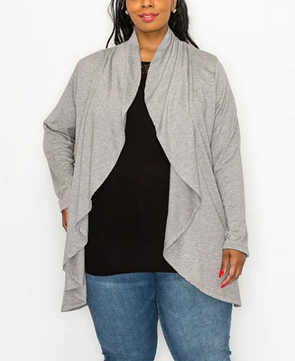 Coin 1804 Plus Draped Flyaway Cardigan Duster Knit Top