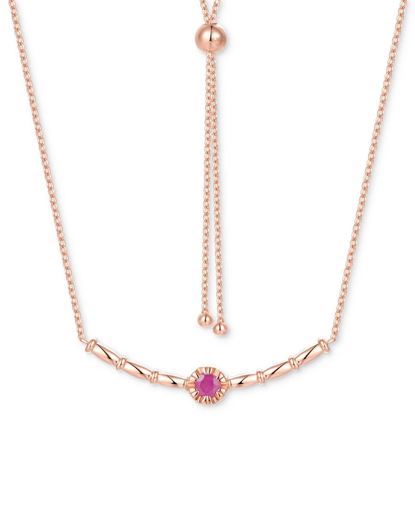 Ruby Polished Bar 18" Bolo Necklace (1/3 ct. t.w.) Gold-Plated Sterling Silver (Also & Sapphire)