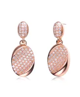 Rose Gold Overlay Pave Cubic Zirconia Dangle Earrings