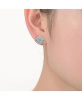 Ga Cubic Zirconia Pave Square Shape Stud Earrings
