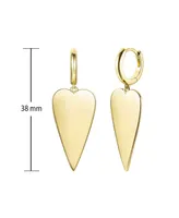 Rachel Glauber 14k Gold Plated Elongated Heart Charm Dangle Mini Hoop Earrings