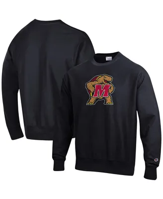 Men's Champion Black Maryland Terrapins Vault Logo Reverse Weave Pullover Sweatshirt