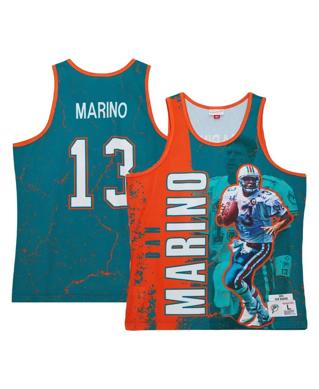 Mitchell & Ness Men's Dan Marino Aqua and Orange Miami Dolphins Big Tall  Split Legacy Retired Player Replica Jersey