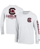 Men's Champion White South Carolina Gamecocks Team Stack 3-Hit Long Sleeve T-shirt