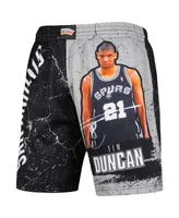 Men's Mitchell & Ness Tim Duncan Black San Antonio Spurs Hardwood Classics Player Burst Shorts