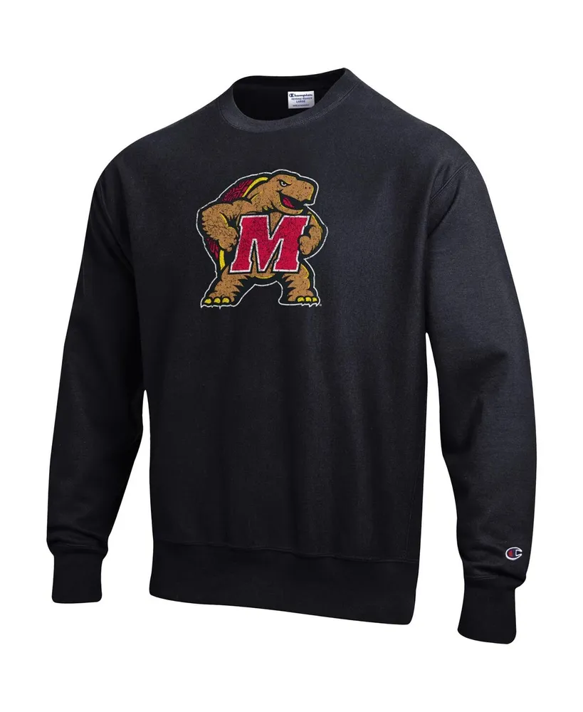 Men's Champion Black Maryland Terrapins Vault Logo Reverse Weave Pullover Sweatshirt