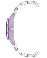 Anne Klein Women's Solar Silver-Tone and Lavender Oceanworks Plastic Watch, 32mm