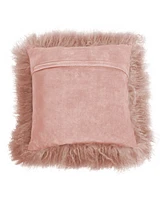 Millihome Mongolian Lamb Fur Square Decorative Pillow, 16" x 16"