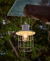 Glitzhome 9.75" H Metal Wire Solar Powered Outdoor Hanging Lantern, Set of 2