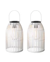 Glitzhome 9.75" H Metal Woven Solar Powered Outdoor Hanging Lantern