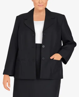 Alfred Dunner Plus Classic Chic Button Front Long Sleeve Jacket
