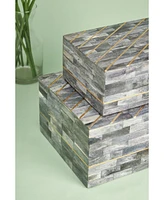 Gauri Kohli Monaco Gray Decorative Boxes, Set of 2