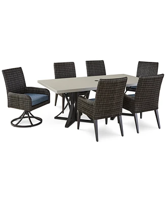 Closeout! Cypress Point 7-pc. Outdoor Dining Set (Rectangle Table, 4 Dining Chairs, 2 Swivel Rocker Chairs)