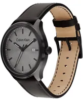 Calvin Klein Men's 3H Quartz Leather Strap Watch 43mm