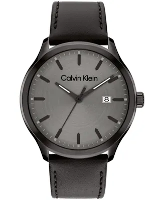 Calvin Klein Men's 3H Quartz Leather Strap Watch 43mm