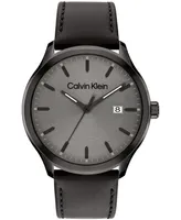 Calvin Klein Men's 3H Quartz Leather Strap Watch 43mm