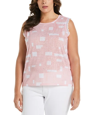 Ella Rafaella Plus Size Crochet Trim Sleeveless Top