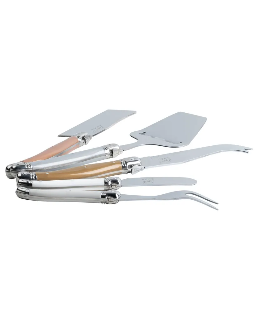 French Home Laguiole 5 Piece Cheese Knife, Fork and Slicer Set, Mixed Metals