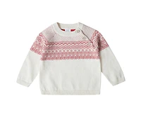 Stellou & Friends Toddler 100% Cotton Jacquard Design Long Sleeve Crew Neck Sweater w/ Shoulder Buttons, Unisex