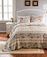 Greenland Home Fashions Antique-Like Rose 100% Cotton Traditional 3 Piece Bedspread Set