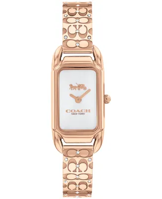 Coach Women's Cadie Signature C Rose Gold-Tone Stainless Steel Bangle Watch, 28.5 x 17.5mm