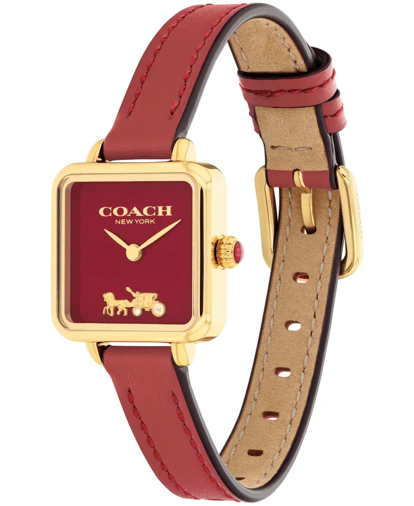 Coach Women's Cass Signature Horse and Carriage Red Leather Strap Watch, 22mm