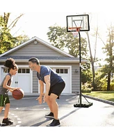 Soozier Portable Basketball Hoop System Stand with 34in Backboard, Wheels, Height Adjustable 8FT-10FT for Indoor Outdoor Use