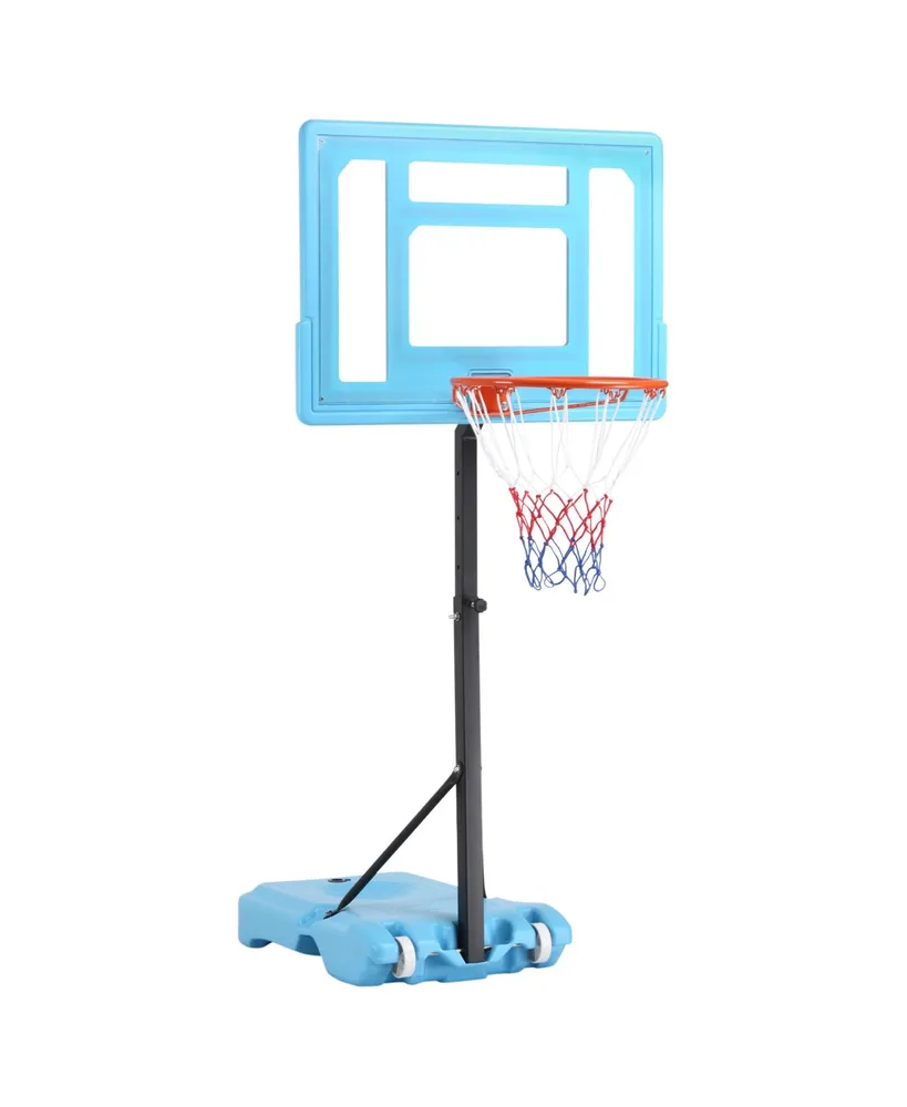 Soozier Poolside Basketball Hoop Stand, 36.5"-48.5" Height Adjustable Portable Hoop System w/ Clear Backboard & Fillable Base for Whole Family, Blue