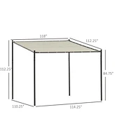 Outsunny 10' x 9' Outdoor Wall Patio Gazebo Canopy w/ Polyester Roof