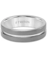 Triton Men's Sandblast Double Row Wedding Band Gray Tungsten Carbide