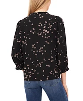 CeCe Women's Floral-Print Button-Front Blouse