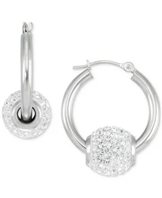 Crystal Fireball Hoop Earrings 10k Gold