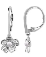 Giani Bernini Cultured Freshwater Pearl (3mm) Flower Leverback Drop Earrings, Created for Macy's