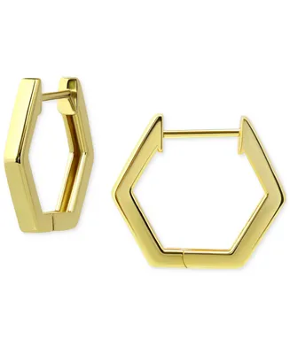 Giani Bernini Polished Hexagon Small Hoop Earrings 18k Gold-Plated Sterling Silver or Silver, 1/2", Created for Macy's