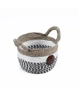 Baum 3 Piece Raffia and Sea Grass Storage Set with Coco Buttons and Ear Handles
