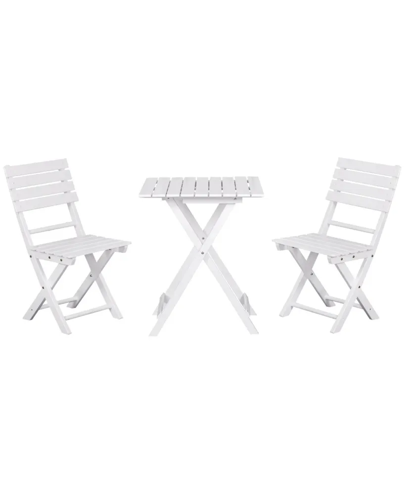 Outsunny Folding Patio Bistro Set, Outdoor Pinewood 2 Folding Chairs and Table, for Poolside, Porch, Garden, White