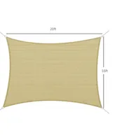 Outsunny 20' x 16' Rectangle Sun Sail Shade Canopy Shade Sail Cloth for Outdoor Patio Deck Yard, Sand