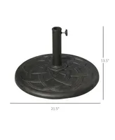 Outsunny 21.5" Round Resin Umbrella Holder Base w/ Decorative Pattern