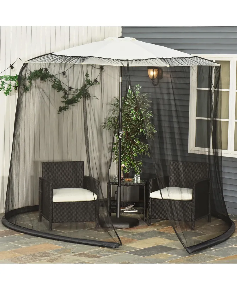 Outsunny 7.5' Outdoor Patio Mesh Screen for Umbrellas Screen Net with Canopy House with Woven Net, Black