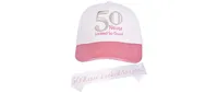 50th Birthday Gifts for Women, 50th Birthday Sash and Hat for Women, 50th Birthday Decorations for Women, 50 Birthday Party Baseball Cap and Sash, 50t