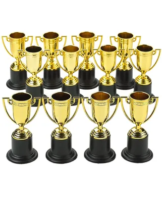 Kicko Plastic Golden Cup Trophy - 12 Pieces 4 Inch Achievement Prize Award