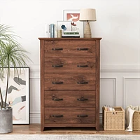Costway 5 Drawer Chest Storage Dresser Tall Cabinet Organizer Bedroom Hallway