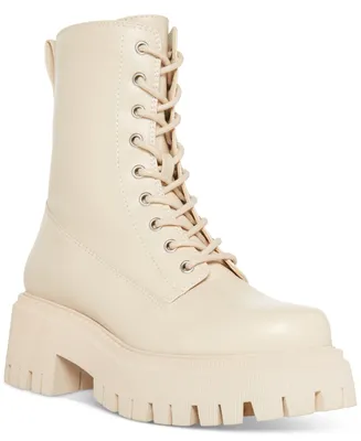 Madden Girl Kknight Lace-Up Lug Sole Combat Booties