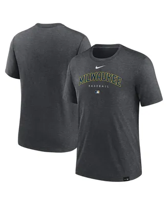 Men's Nike Heather Charcoal Milwaukee Brewers Authentic Collection Early Work Tri-Blend Performance T-shirt