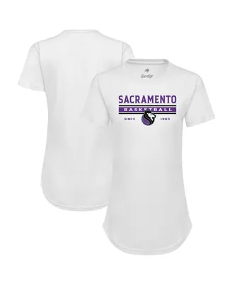 Women's Sportiqe White Sacramento Kings Origins Phoebe Tri-Blend T-shirt