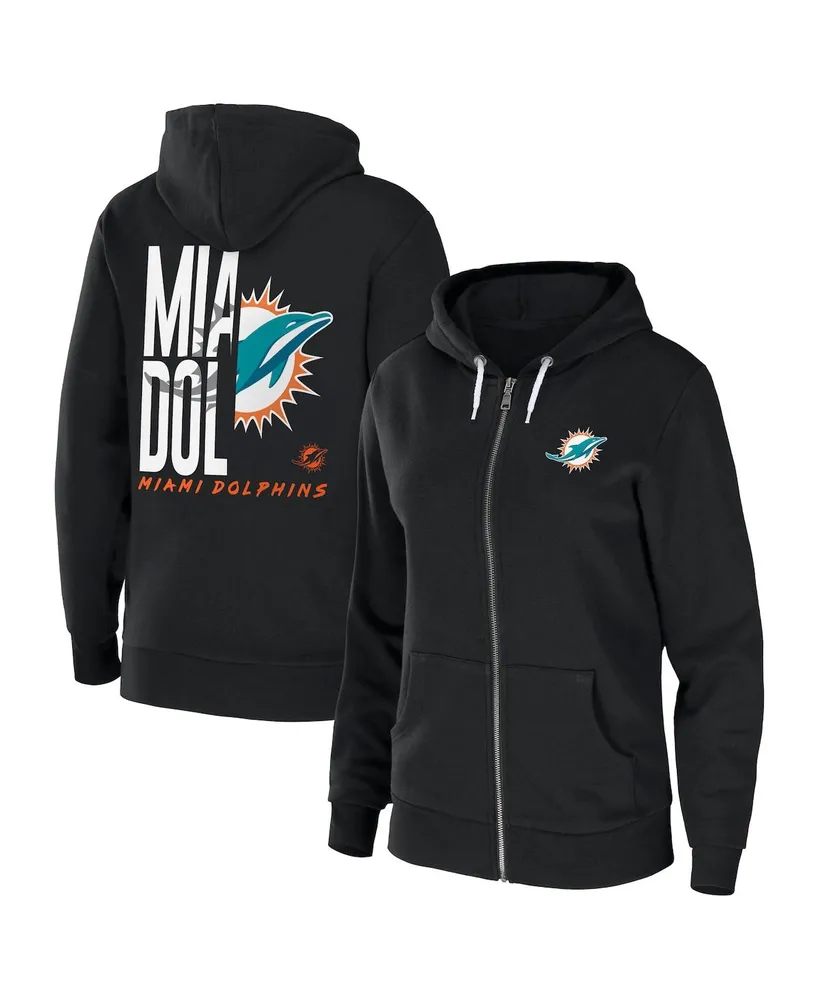 Women's Wear by Erin Andrews Black Miami Dolphins Sponge Fleece Full-Zip Hoodie