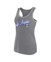 Women's Fanatics Gray Los Angeles Rams Wordmark Logo Racerback Scoop Neck Tank Top