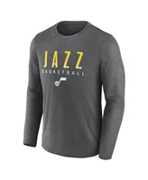 Men's Fanatics Heather Charcoal Utah Jazz Where Legends Play Iconic Practice Long Sleeve T-shirt