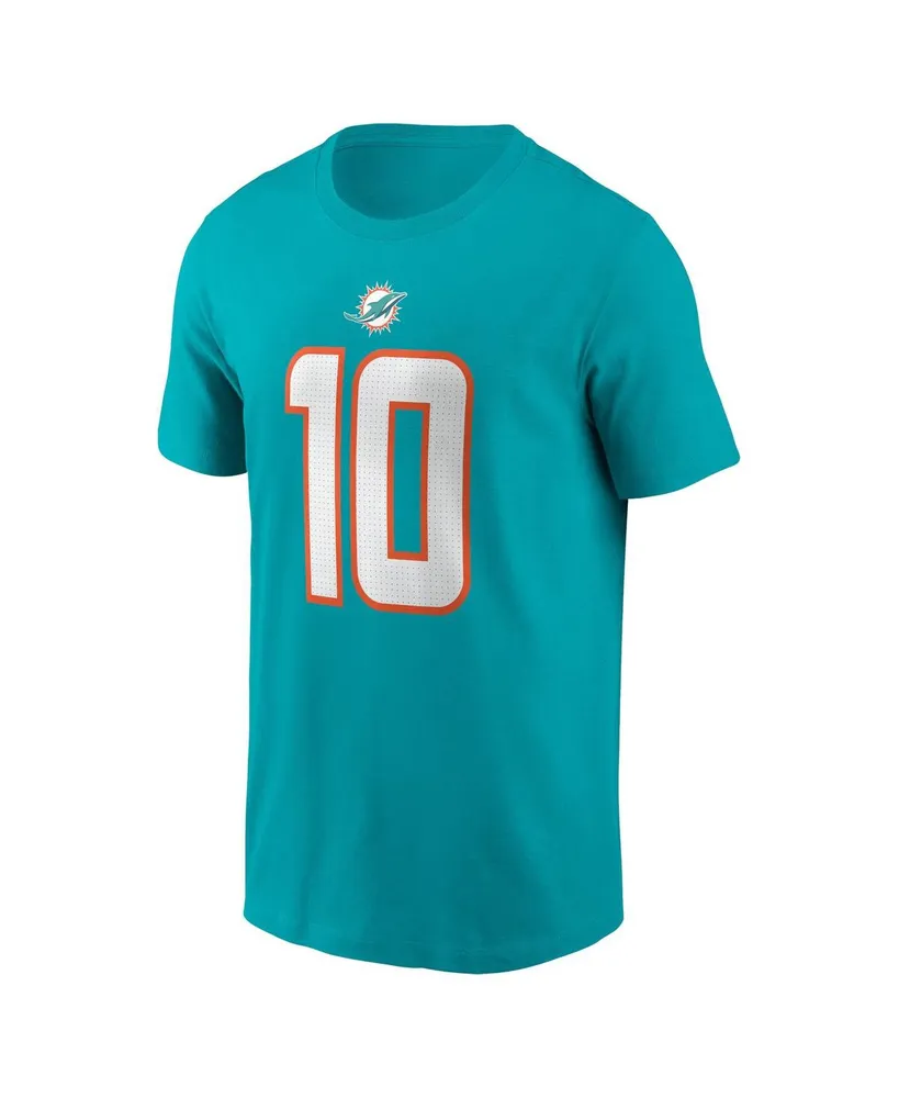 Men's Nike Tyreek Hill Aqua Miami Dolphins Player Name and Number T-shirt
