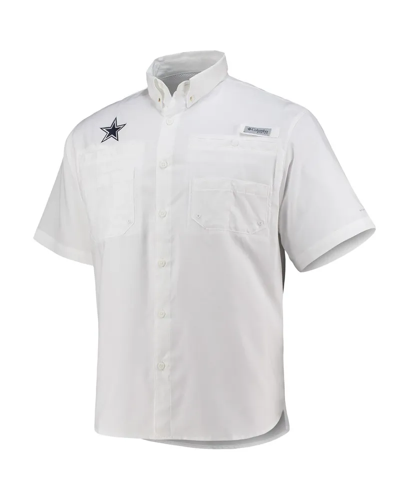 Men's Pfg Columbia White Dallas Cowboys Tamiami Omni-Shade Button-Down Shirt